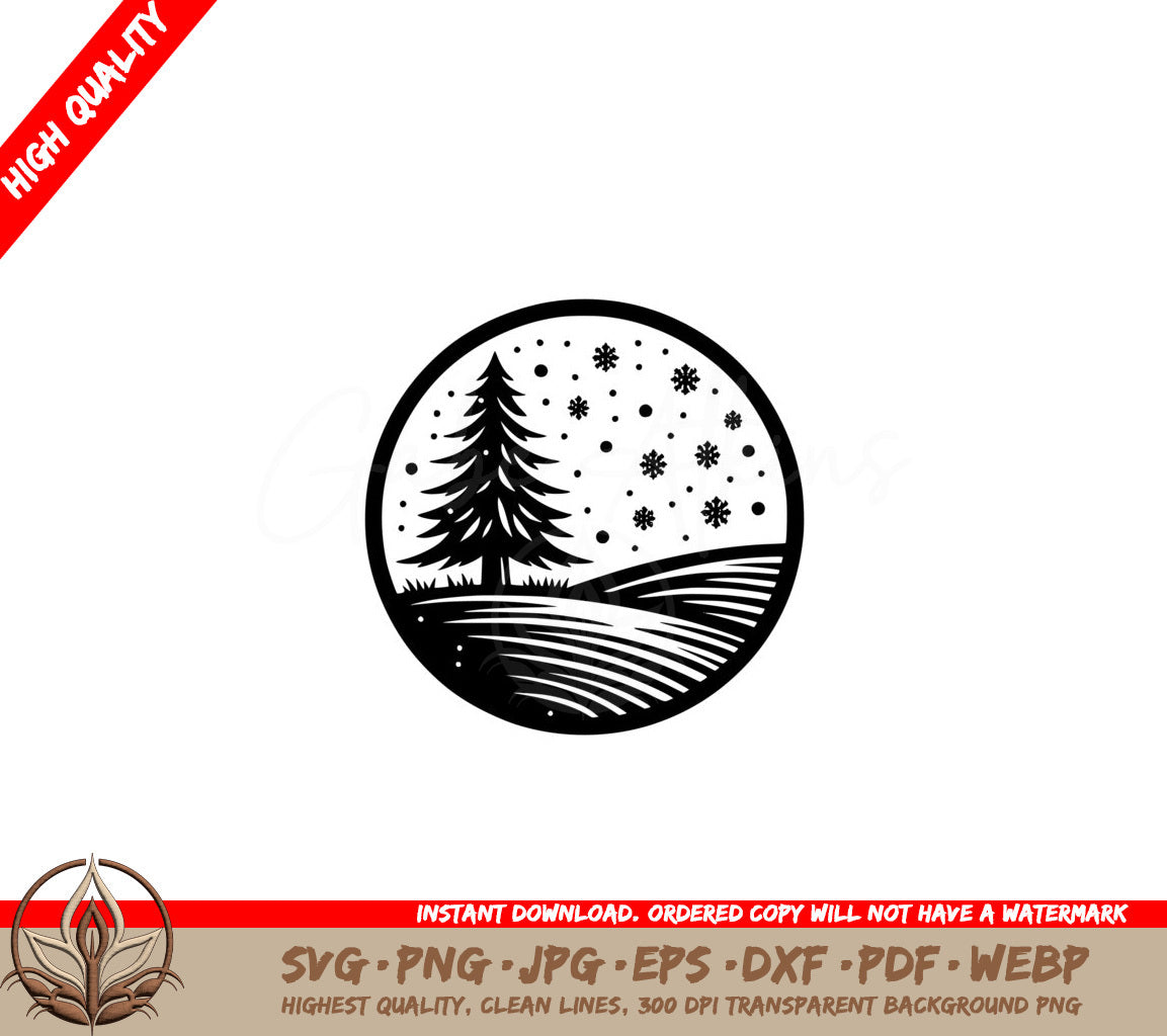 Frosty Pine Hillside SVG Digital Product