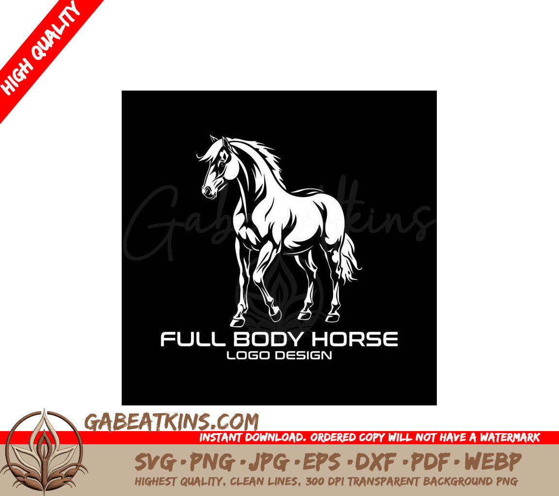 A Full Body Horse Logo Design On A Black Background SVG - Full Body Horse Vector Logo Design SVG