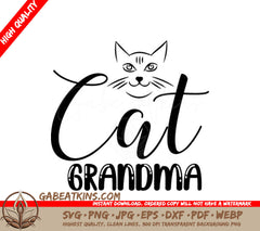 Cat Grandma SVG - Funny  Cat Drawing SVG