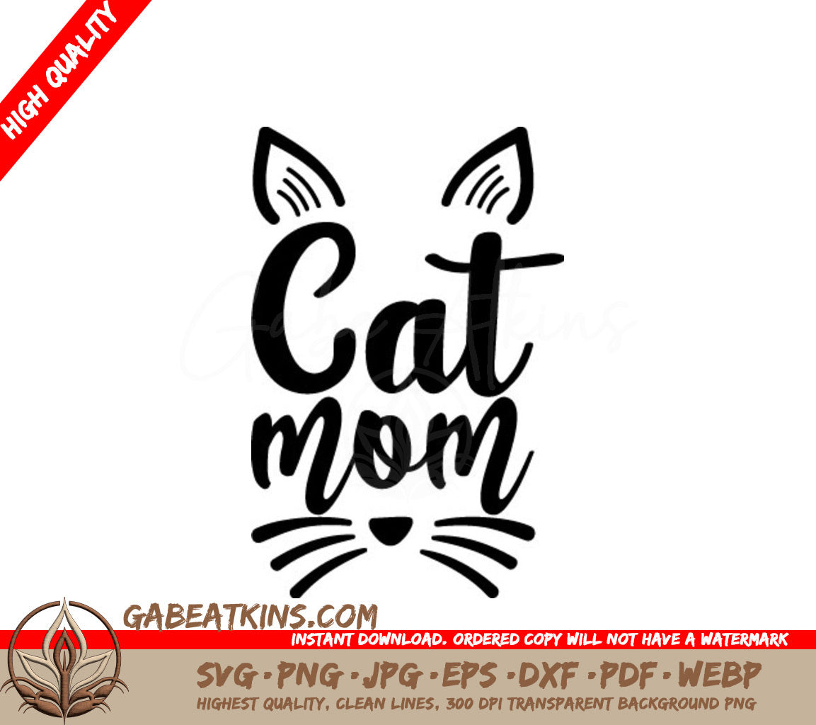 Cat Mom Silhouette SVG - Funny  Cat Design SVG