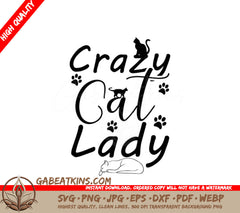 Funny Crazy Cat Lady SVG -  Cat Drawing SVG