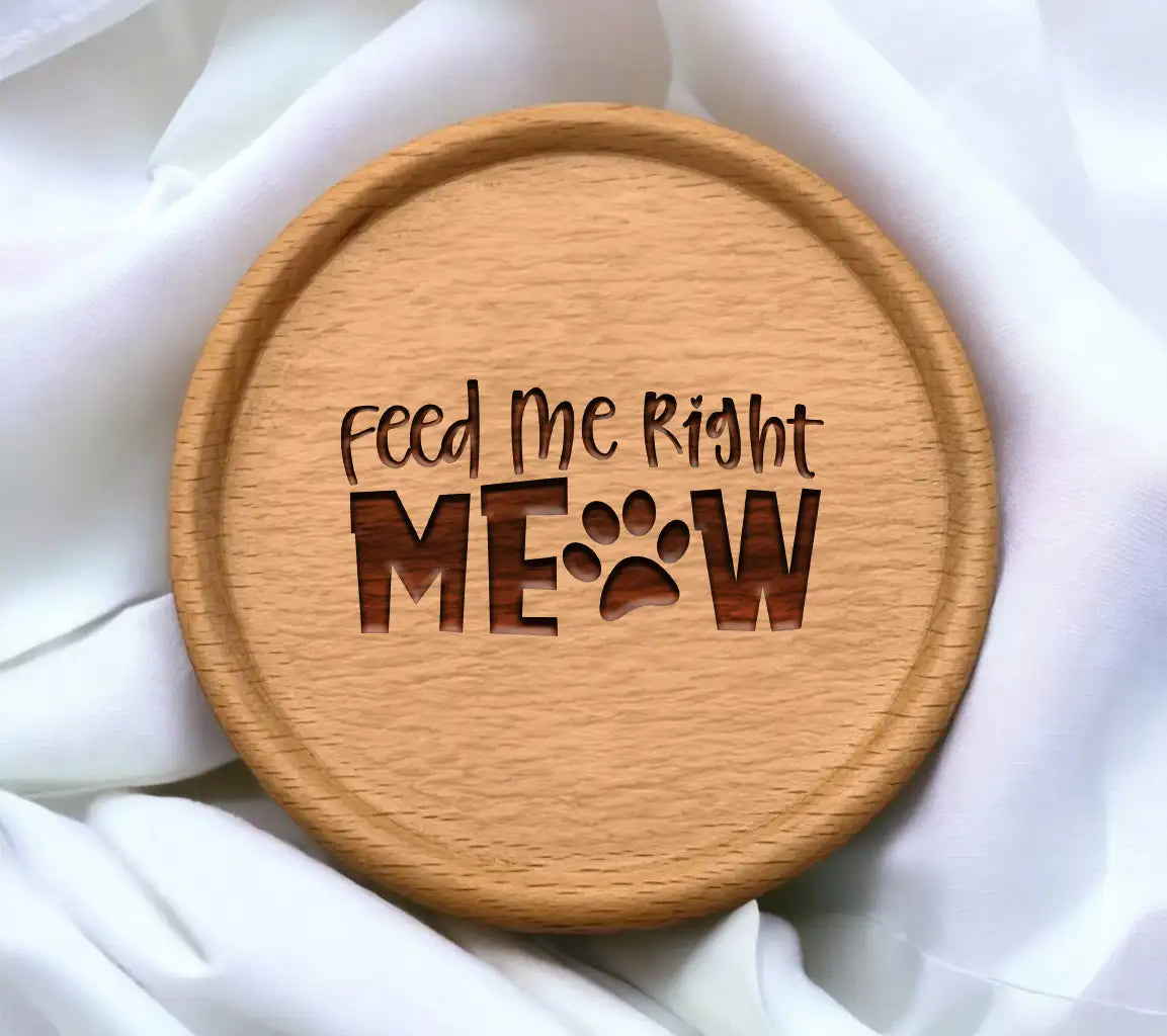 Funny Cat Feed Me Right Meow SVG with Paw Print SVG