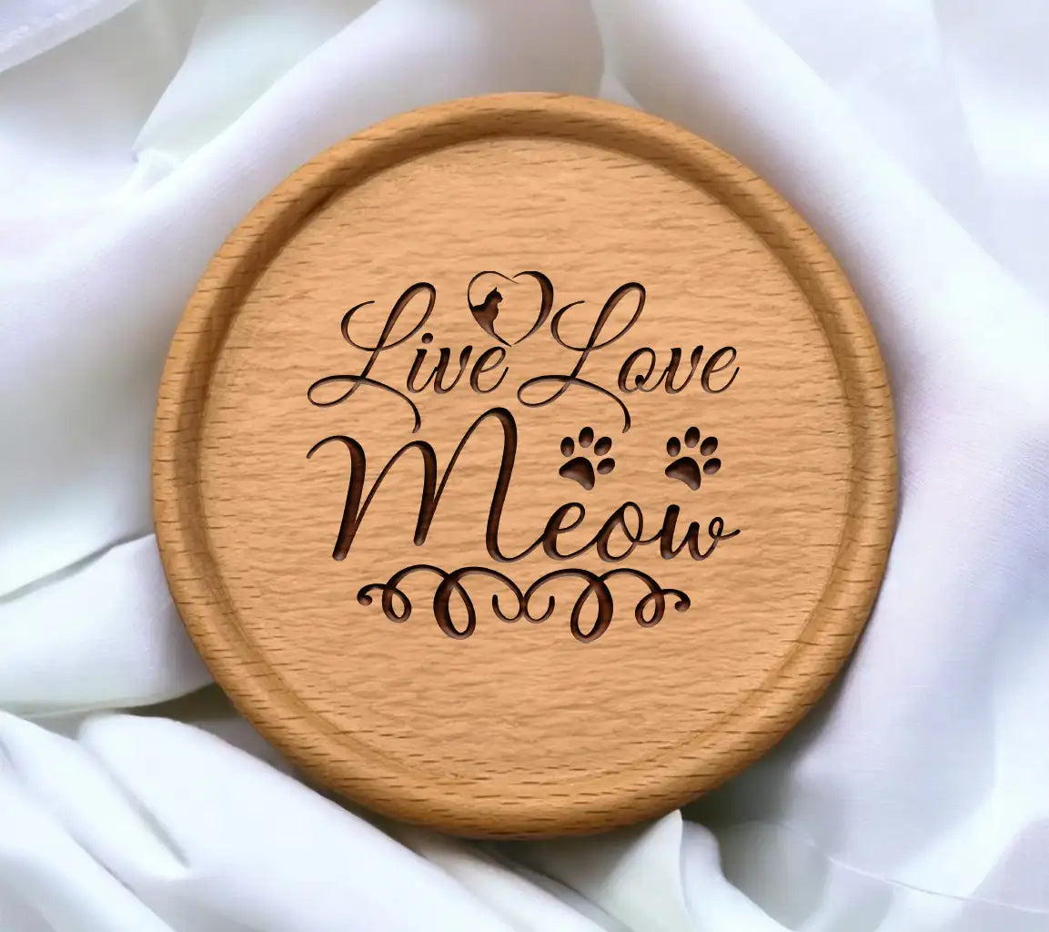 Live Love Meow SVG -  Cat Sign with Paw Prints & Heart SVG