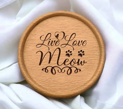 Live Love Meow SVG -  Cat Sign with Paw Prints & Heart SVG