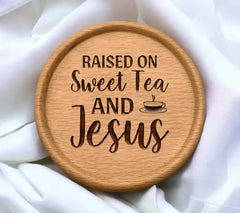 Raised on Sweet Tea & Jesus SVG - Funny Christian Coffee Cup Design SVG