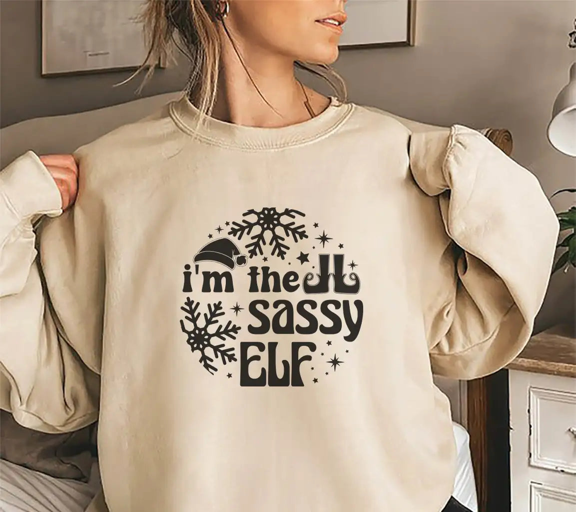 Im the Sassy Elf SVG - Funny Christmas Ornament Design SVG