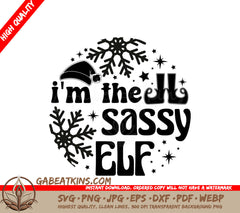 Sassy Elf SVG Cut File - Funny Christmas Ornament Design SVG