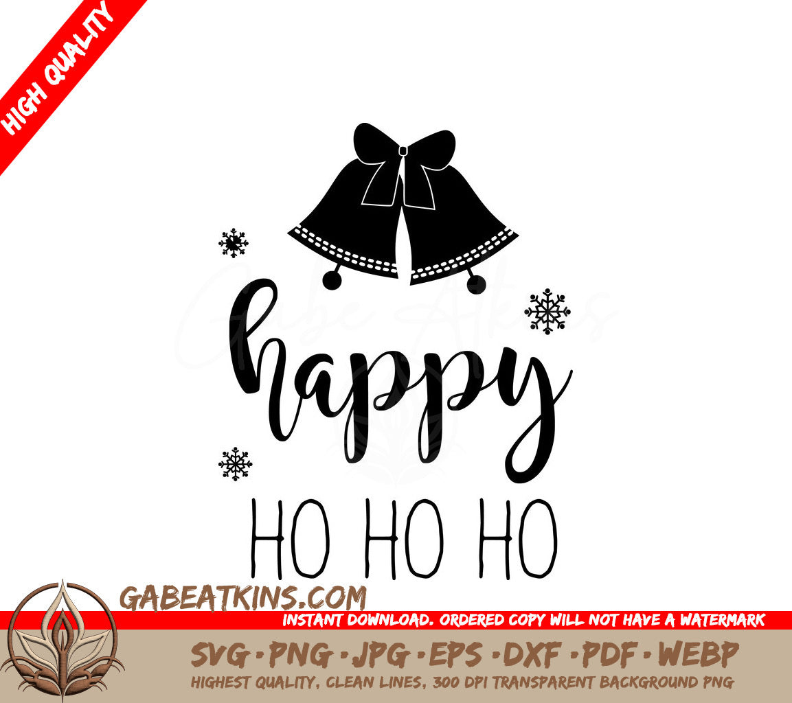 Funny Christmas SVG Bundle Ho Ho Ho Sign with Bells & Snowflakes SVG