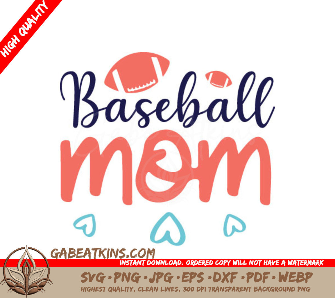 Funny Baseball Mom with Football SVG - White Background SVG