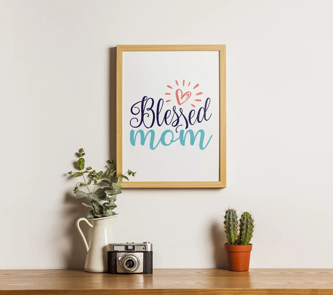 Blessed Mom SVG with Heart - Funny Mom Design SVG