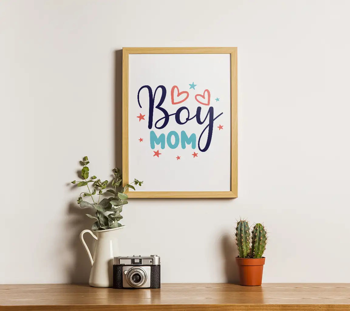 Funny Boy Mom SVG with Hearts & Stars - Digital Download SVG