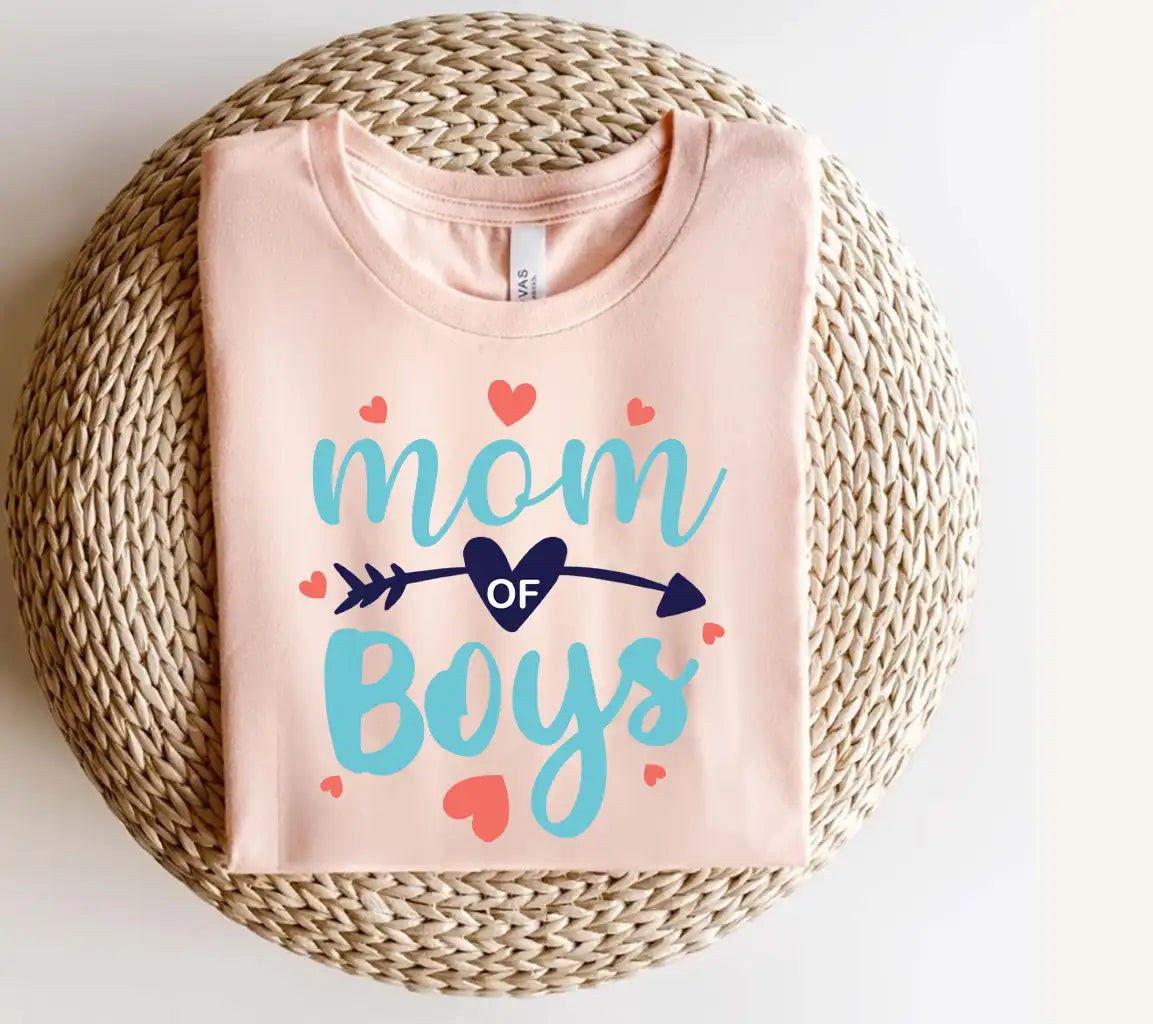 Mom of Boys SVG with Hearts & Arrow - Funny T-Shirt Design SVG