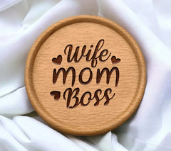 Wife Mom Boss SVG with Hearts - Funny Mom Boss Design SVG