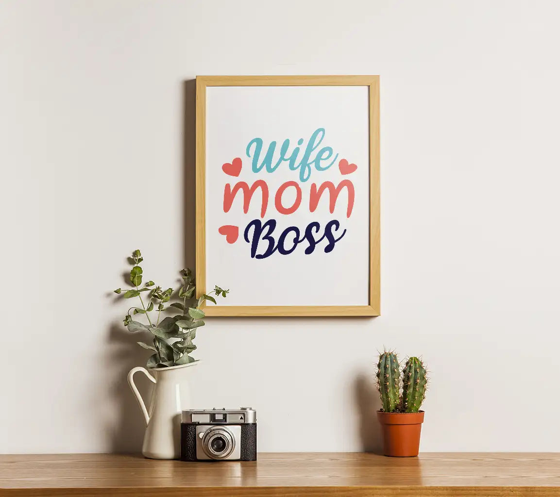 Wife Mom Boss SVG with Hearts - Funny Mom Boss Design SVG