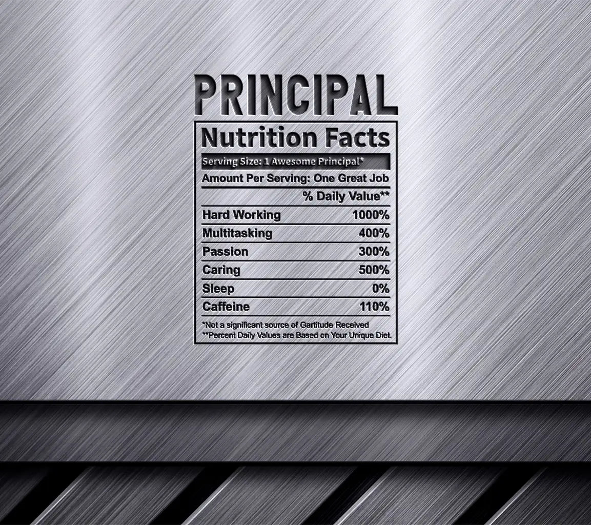 Funny Principal Nutrition Facts SVG - Serving Size 1 Awesome Principal SVG