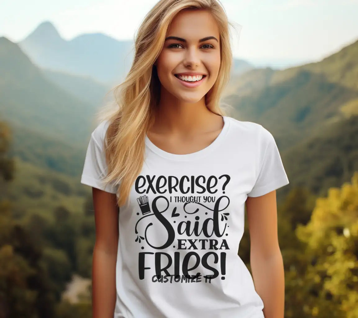 Funny Exercise Extra Fries SVG Quote -  Fitness Design SVG