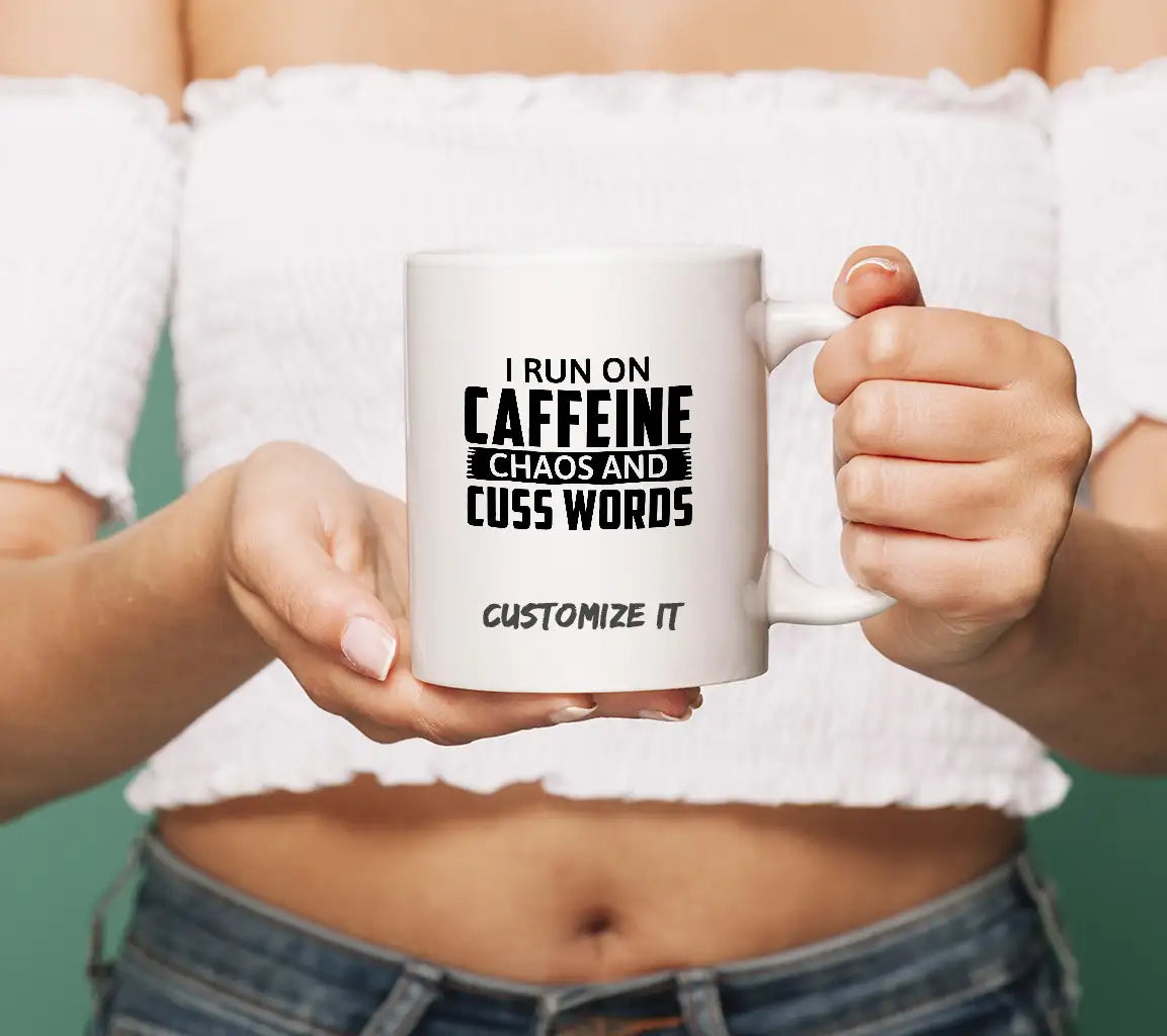 Funny I Run On Caffeine, Chaos, and Cuss Words SVG Cut File SVG