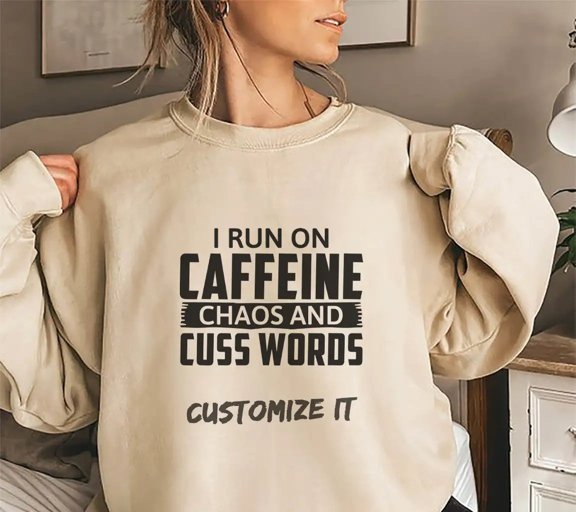 Funny I Run On Caffeine, Chaos, and Cuss Words SVG Cut File SVG