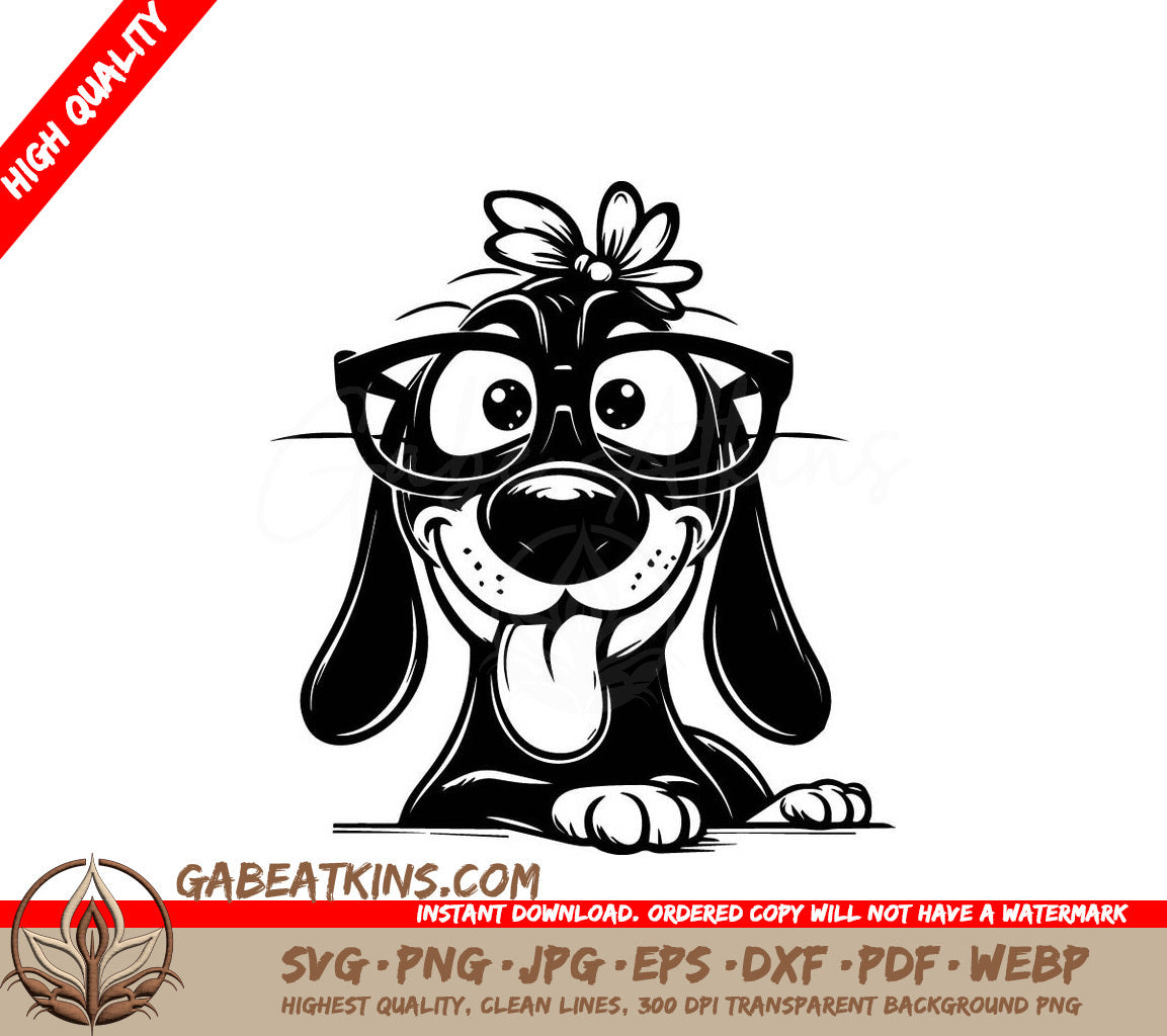 Funny Dog with Glasses SVG -  Silhouette SVG