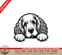 Furry Clumber Spaniel Peeking SVG