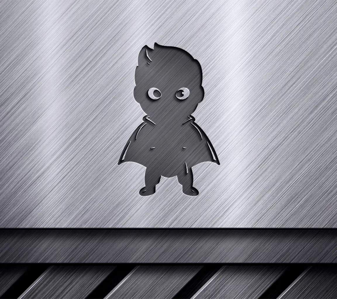 Cartoon Character Silhouette with Cape, Big Eyes & Fuzzy Flare Firepower SVG SVG