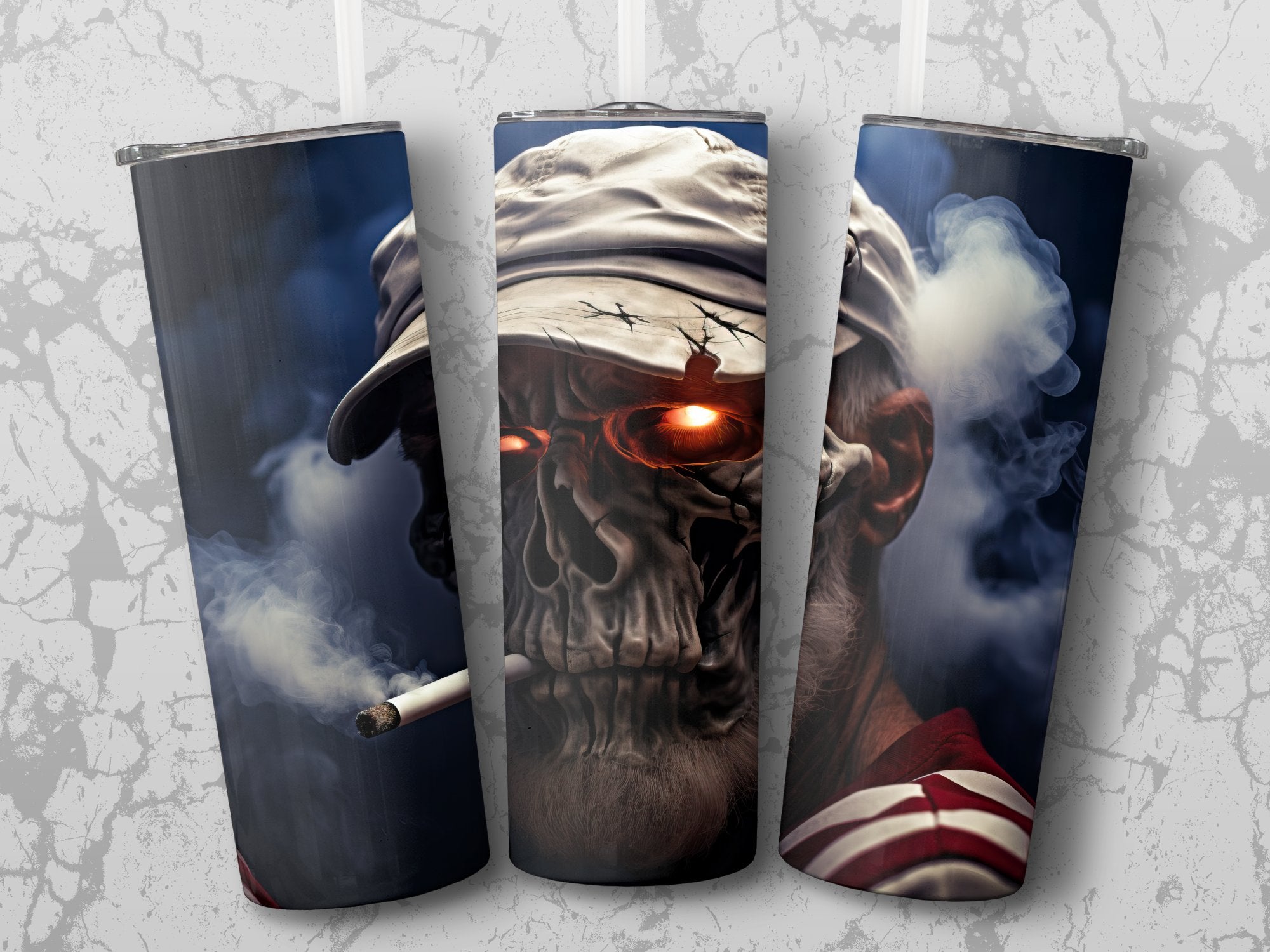 Rugged Marine Skull: Patriotic 20oz Tumbler Wrap Sublimation Design PNG - Gabe Atkins Designs