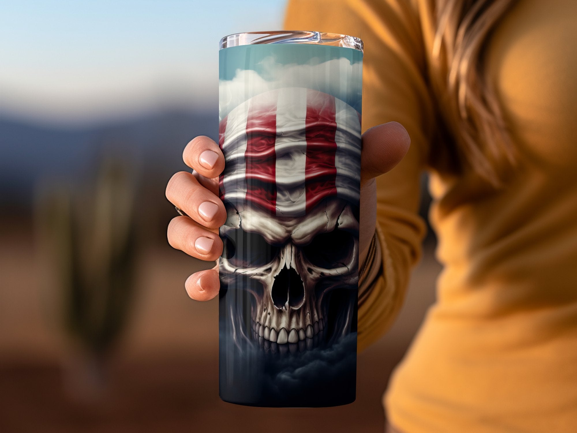 Patriotic Skull Sublimation Design for 20oz Tumblers | Tumbler Wrap | Skull Tumbler Wrap | Tumbler Wrap Sublimation Design | PNG Download - Gabe Atkins Designs