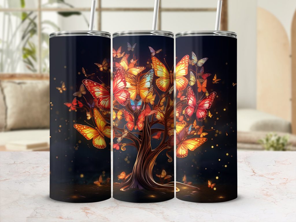 Christmas Butterflies Tumbler Wrap Bundle - 10 Different Designs