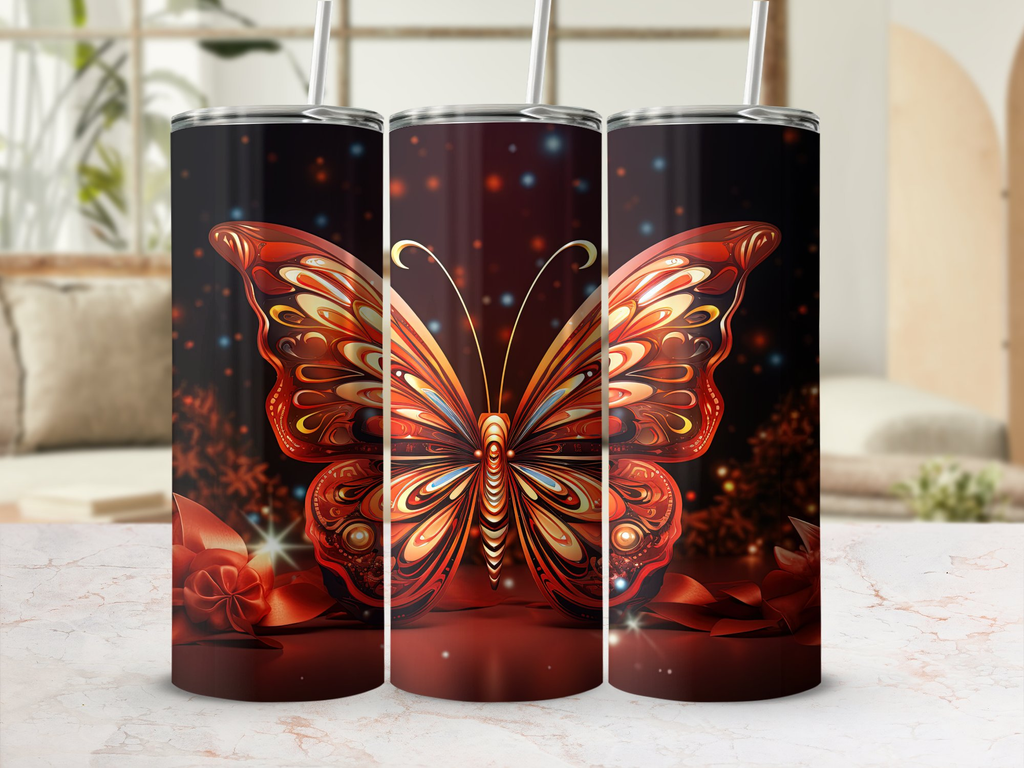 Christmas Butterflies Tumbler Wrap Bundle - 10 Different Designs