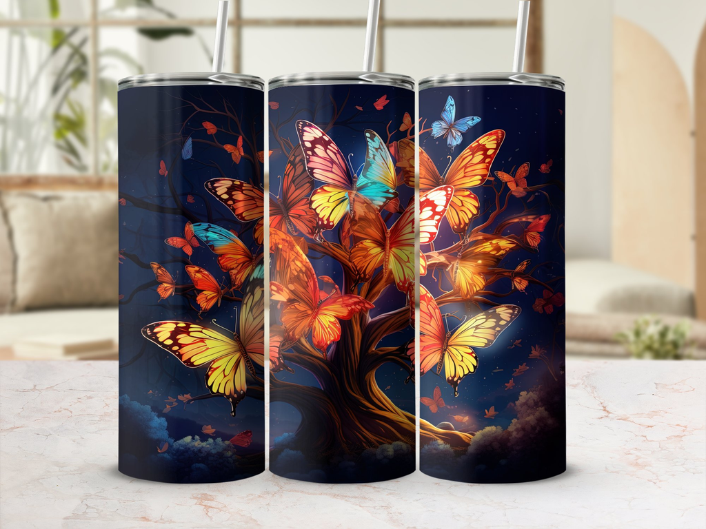 Christmas Butterflies Tumbler Wrap Bundle - 10 Different Designs