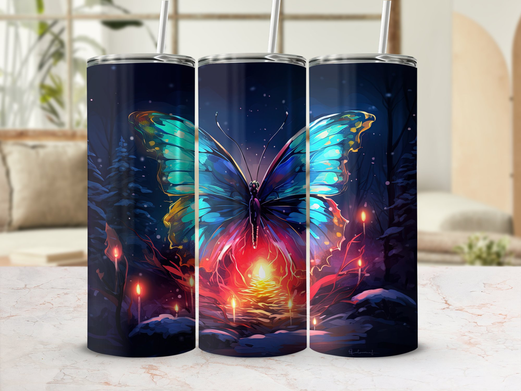 Christmas Butterflies Tumbler Wrap Bundle - 10 Different Designs