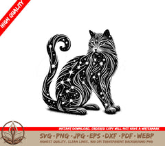 Galactic Cat Grace - Digital Art File SVG