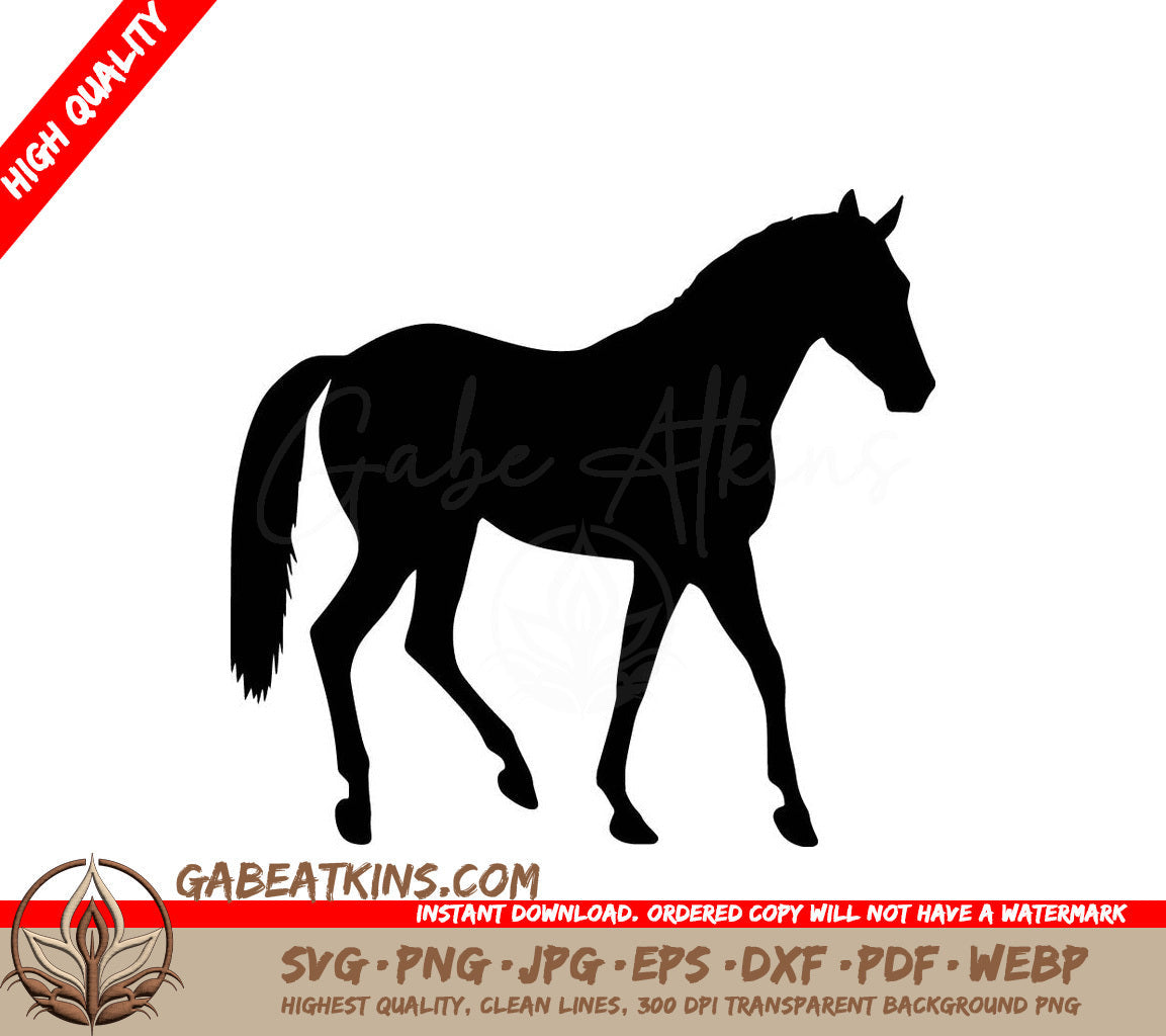 A Black Silhouette Of A Horse On A White Background SVG - Gallant Stallion SVG