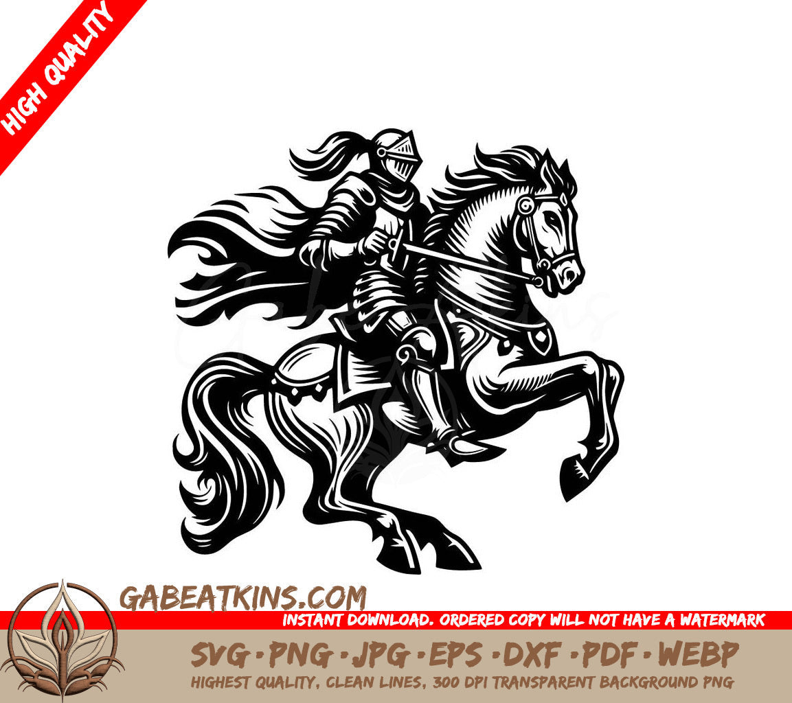  A Knight Riding A Horse SVG - Galloping Knight Charge SVG