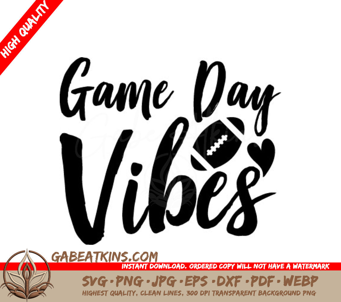 Game Day Vibes Football & Hearts SVG Design SVG