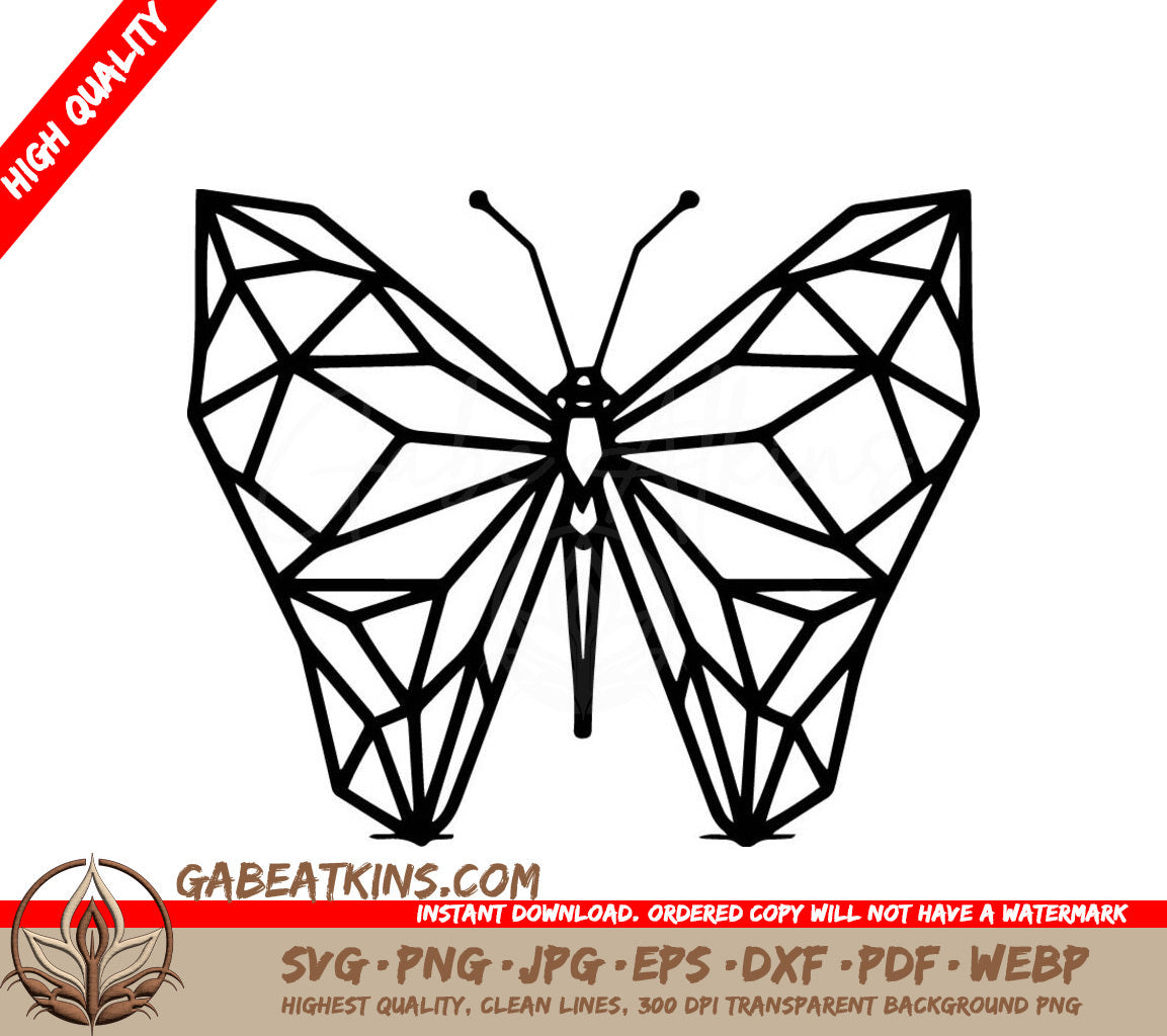 Geometric Butterfly SVG -  A Butterfly On A White Background