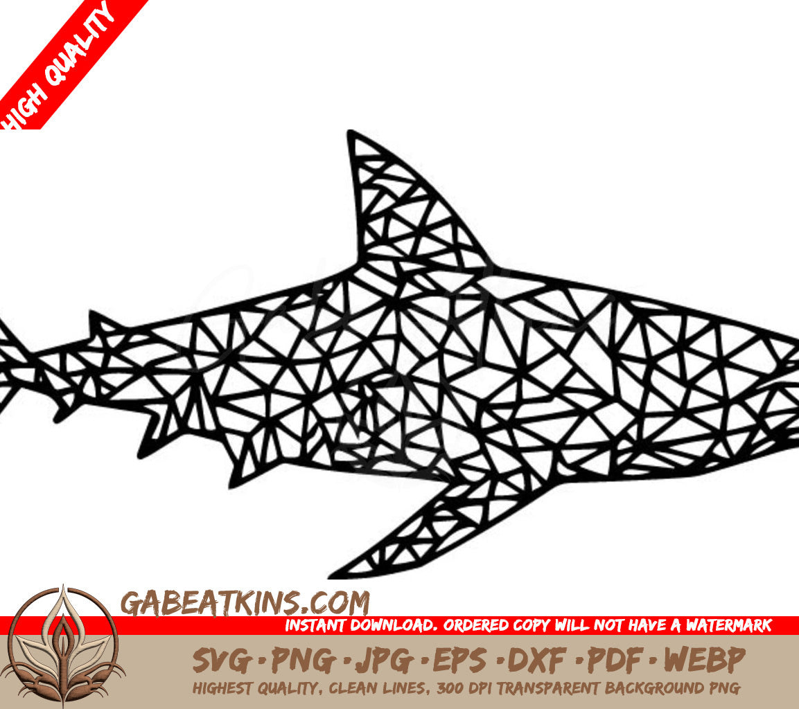  A Shark Made Of Triangles On A White Background . SVG - Geometric Shark SVG