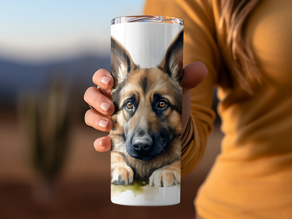 German Shepherd Dog Relaxing in Nature 20Oz Tumbler Wrap Sublimation D | Nature 20Oz Tumbler Wrap Sublimation Design