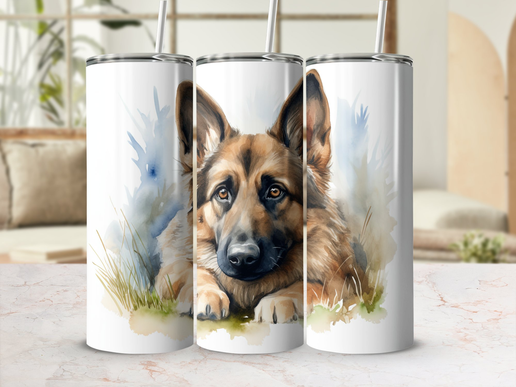 German Shepherd Dog Relaxing in Nature 20Oz Tumbler Wrap Sublimation D | Nature 20Oz Tumbler Wrap Sublimation Design