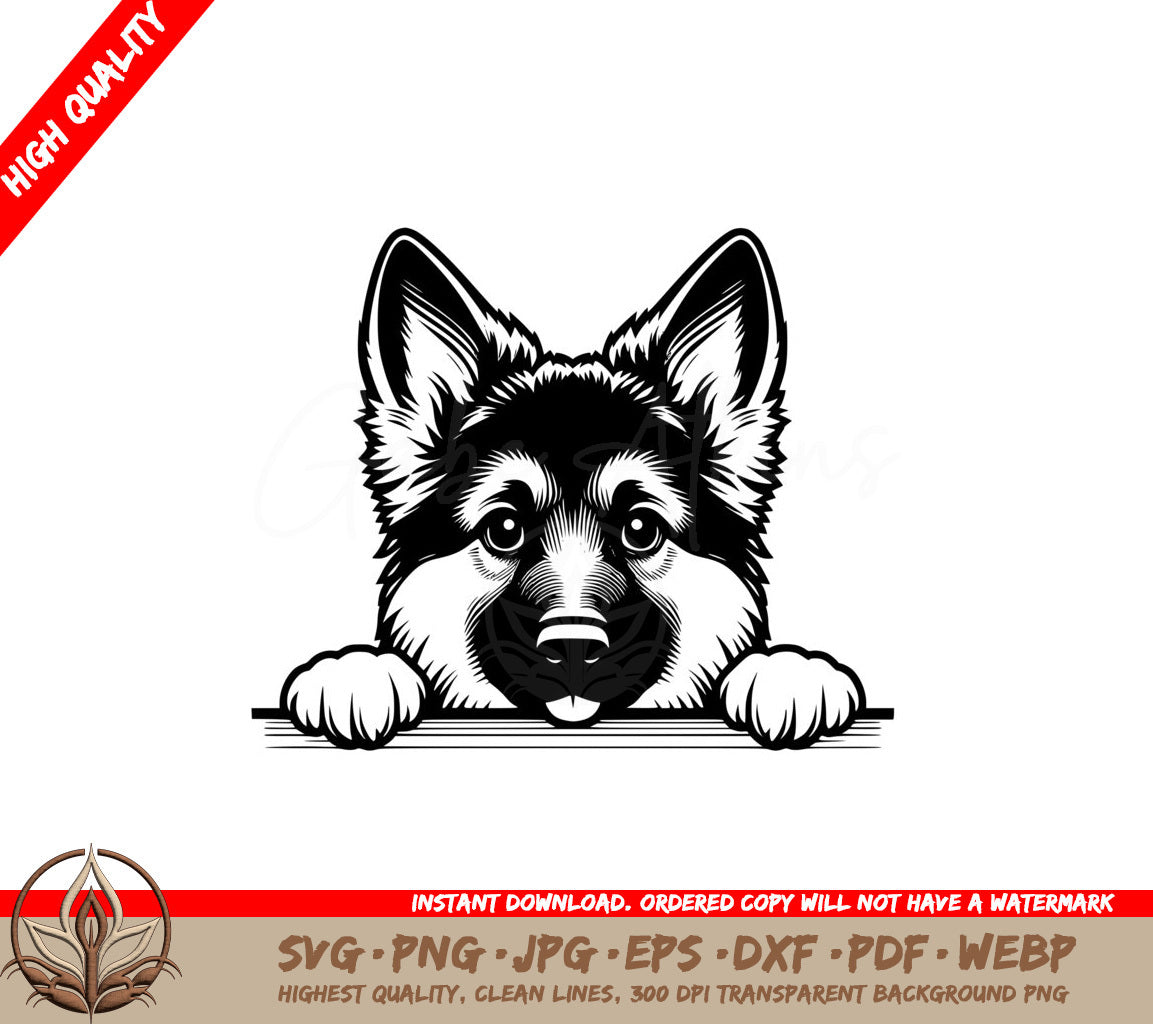 German Shepherd Glimpse Digital File in SVG Format