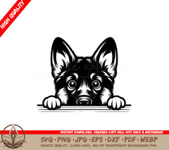 German Shepherd Peeks Digital File SVG