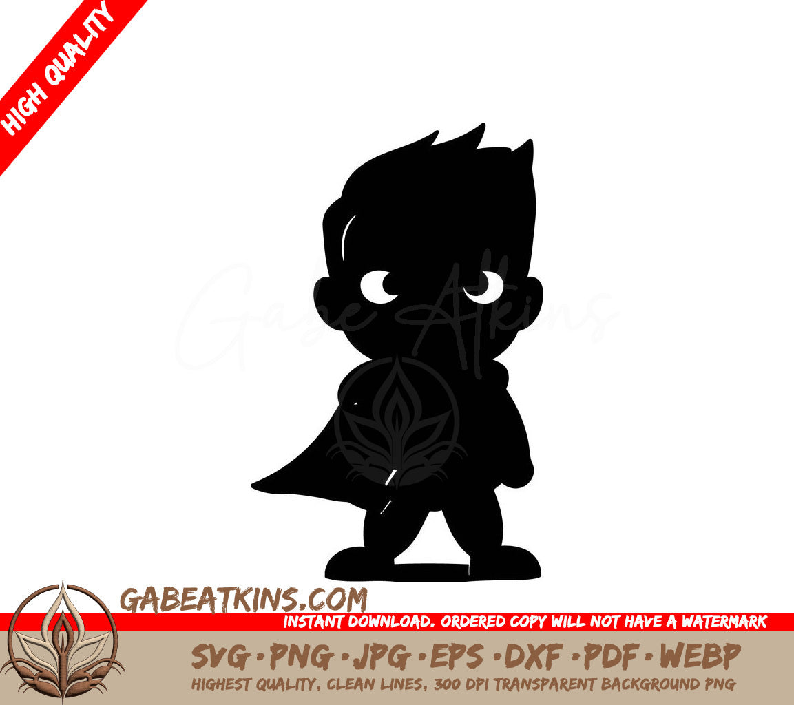 Giggly Grin Superhero Silhouette SVG with Cape SVG