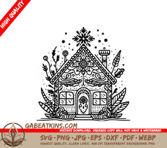  A Gingerbread House SVG - Gingerbread House Snowflake SVG