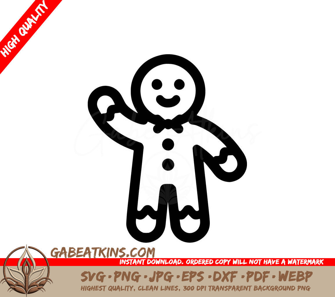  A Gingerbread Man Wearing A Bow Tie SVG - Gingerbread Man Hello SVG