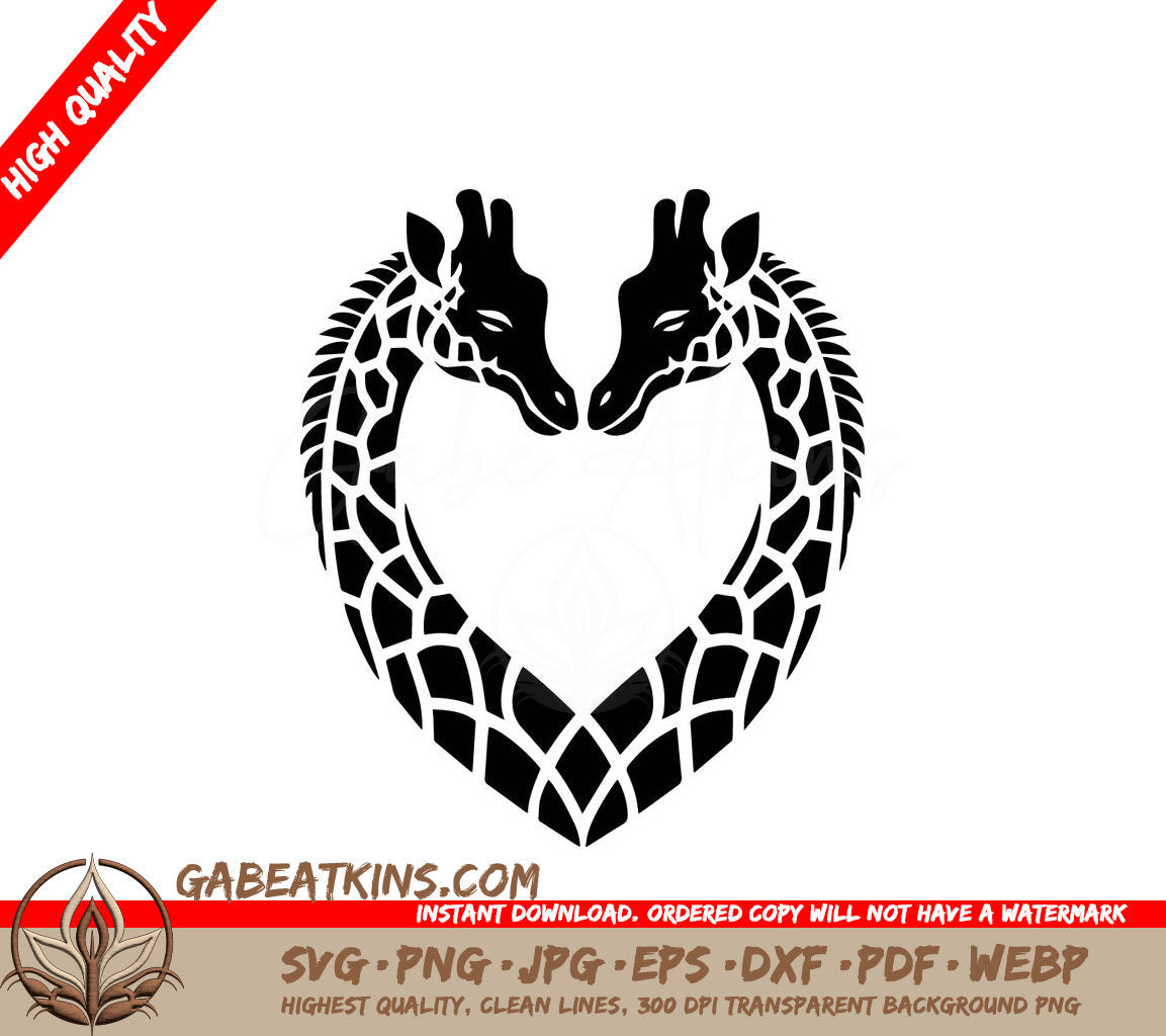 Two Giraffes Are Making A Heart Shape With Their Necks SVG - Giraffe Heart Duo SVG