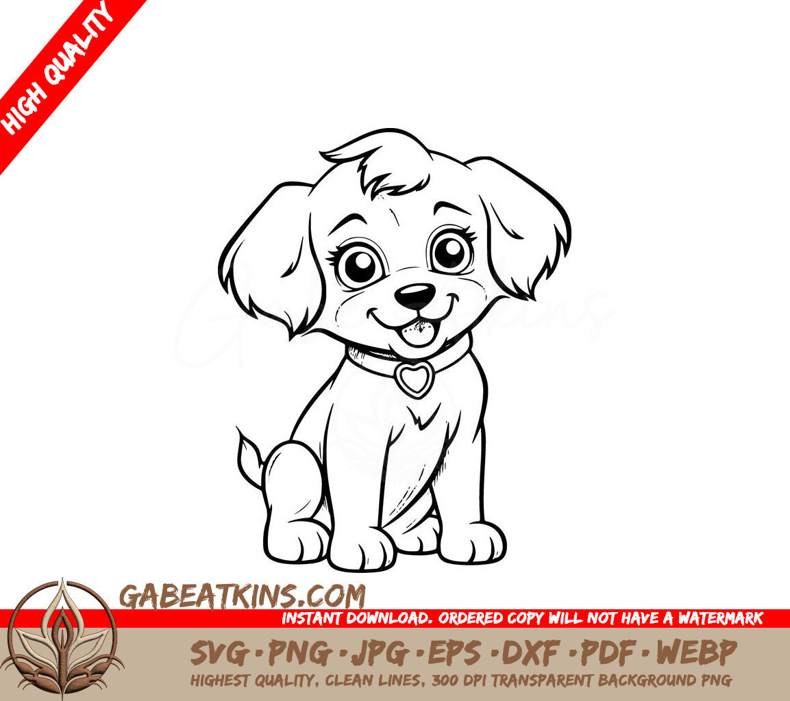  A Puppy Wearing A Heart Shaped Collar SVG - Girl Puppy SVG