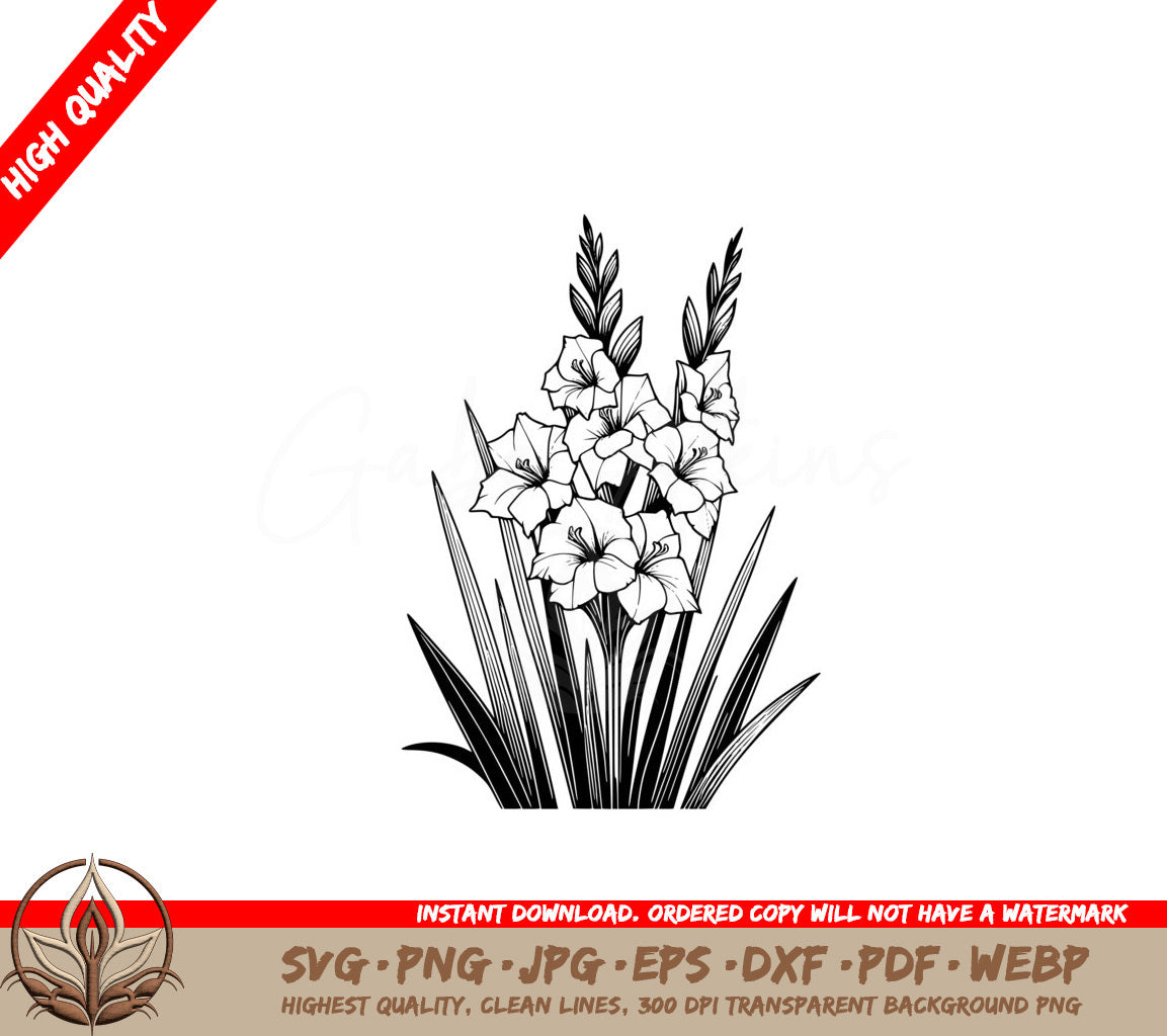 Gladiolus Flower Bunch SVG - Digital Product File