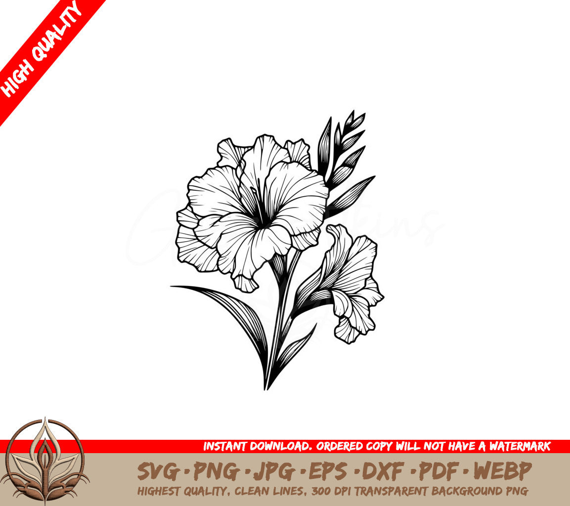 Gladiolus Grace SVG - Digital product file in various formats