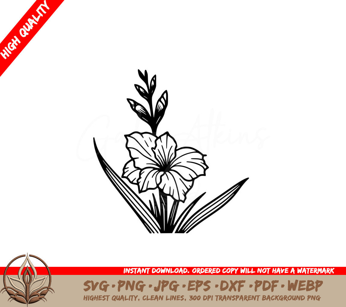 Glorious Gladiolus SVG - Digital Product (SVG/PNG/JPG/AI/PDF/DXF/EPS/WebP)