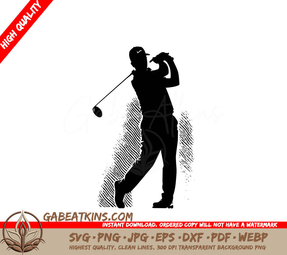  A Man Swinging A Golf Club SVG - Golfer SVG